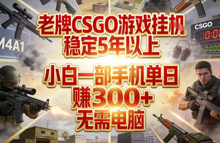 老牌CSGO游戏挂G，稳定5年以上，小白一部手机单日賺3张+，无需电脑【揭秘】-冒泡网