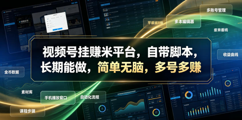 视频号挂賺米平台，自带脚本，长期能做，简单无脑，多号多賺【揭秘】-冒泡网