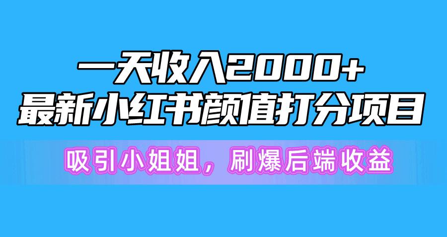 一天收入2000+，最新小红书颜值打分项目，吸引小姐姐，刷爆后端收益-冒泡网