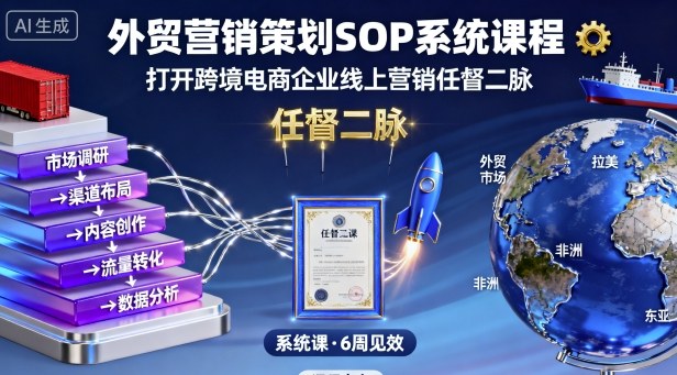外贸营销策划SOP系统课程，打开跨境电商企业线上营销任督二脉-冒泡网