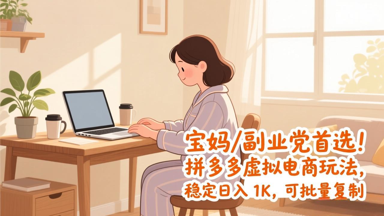 宝妈 / 副业党首选！拼多多虚拟电商玩法，稳定日入 1K，可批量复制-冒泡网