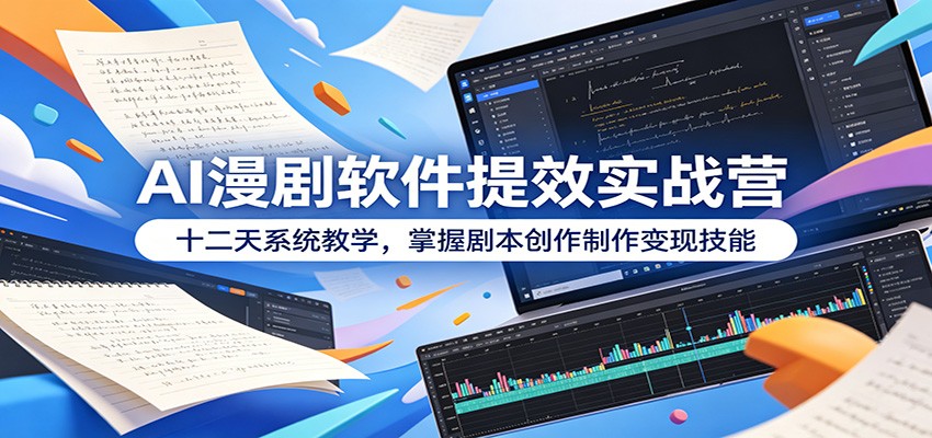 AI漫剧软件提效实战营：十二天系统教学，掌握剧本创作制作变现技能-冒泡网