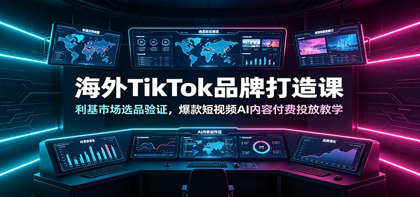 海外TikTok品牌打造课：利基市场选品验证，爆款短视频AI内容付费投放教学-冒泡网