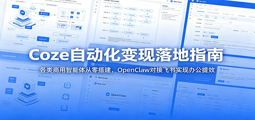 Coze自动化变现落地指南：各类商用智能体从零搭建，OpenClaw对接飞书实现办公提效-冒泡网