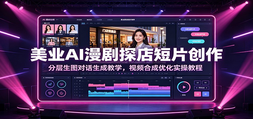 美业AI漫剧探店短片创作：分层生图对话生成教学，视频合成优化实操教程-冒泡网