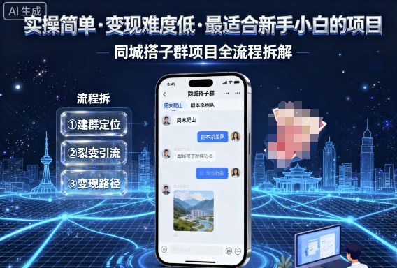 实操简单，变现难度低，最适合新手小白做的项目，每天轻松收入3张，同城搭子群项目全流程拆解-冒泡网