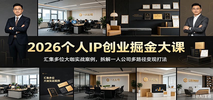 2026个人IP创业掘金大课：汇集多位大咖实战案例，拆解一人公司多路径变现打法-冒泡网