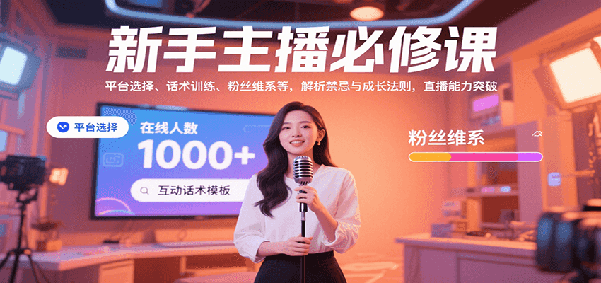 新手主播必修课：平台选择、话术训练、粉丝维系等，解析禁忌与成长法则，突破直播能力-冒泡网