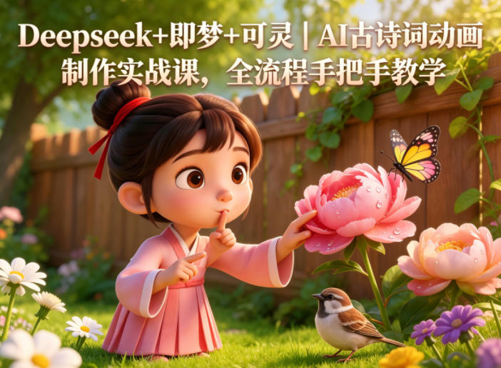 9abccfe4dbb71c77b9bb20e2eda23fb0.jpeg Deepseek+即梦+可灵|AI古诗词动画制作实战课,全流程手把手教学