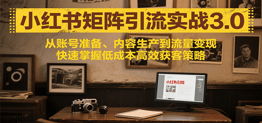 小红书矩阵引流3.0，从账号准备、内容生产到流量变现，快速掌握低成本高效获客策略-冒泡网