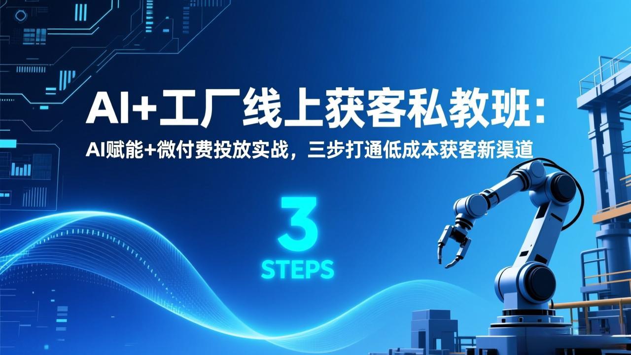 AI+工厂线上获客私教班：AI赋能+微付费投放实战，三步打通低成本获客新渠道-冒泡网