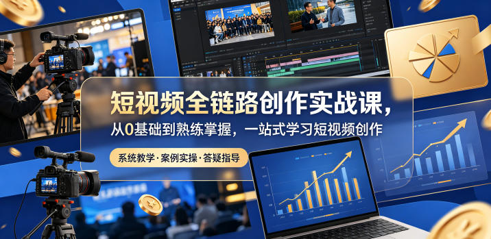 短视频全链路创作实战课，从0基础到熟练掌握，一站式学习短视频创作-冒泡网