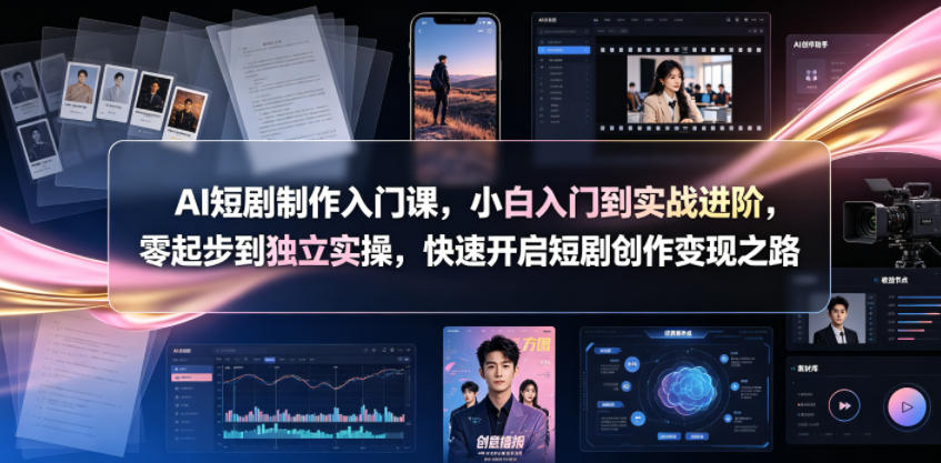 AI短剧制作入门课，小白入门到实战进阶，零起步到独立实操，快速开启短剧创作变现之路-冒泡网