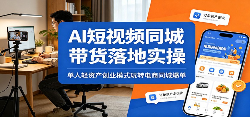 AI短视频同城带货落地实操：单人轻资产创业模式玩转电商同城爆单-冒泡网