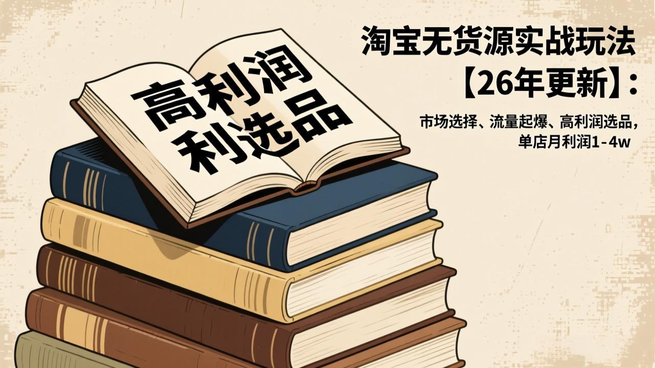 淘宝无货源实战玩法【26年更新】：市场选择、流量起爆、高利润选品，单店月利润1-4w-冒泡网