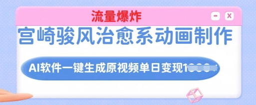 宫崎骏风治愈系动画制作，AI软件一键生成原创视频流量爆炸，单日变现多张，详细实操流程-冒泡网