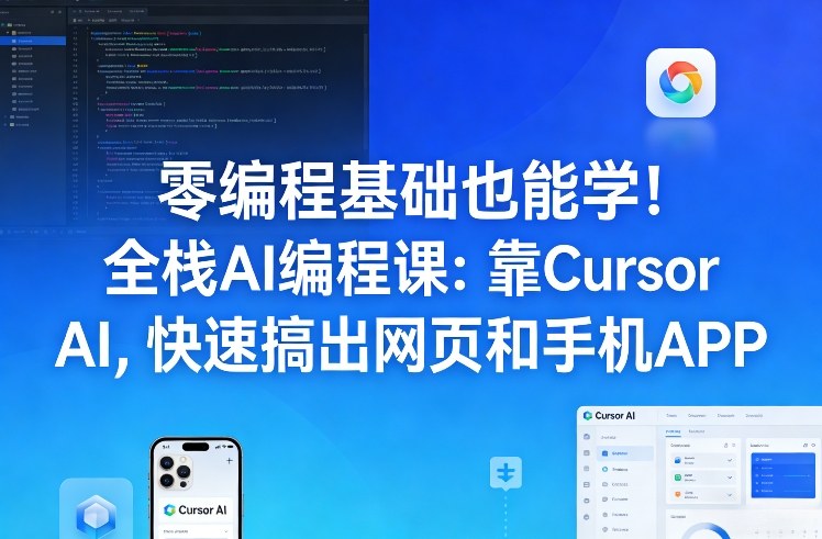 零编程基础也能学！全栈AI编程课：靠Cursor AI，快速搞出网页和手机APP-冒泡网