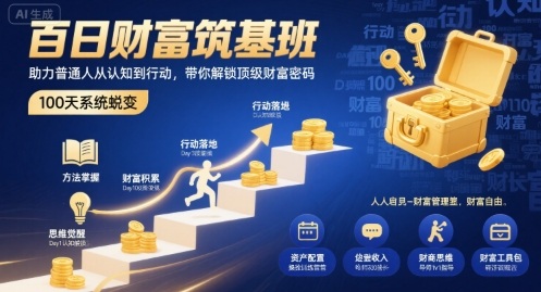 百日财富筑基班，助力普通人从认知到行动，带你解锁顶级财富密码-冒泡网