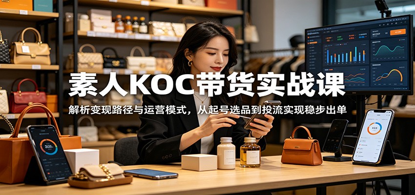 素人KOC带货实战课：解析变现路径与运营模式，从起号选品到投流实现稳步出单-冒泡网