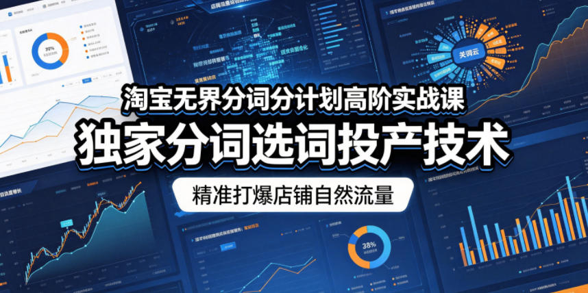 a4317ceab1c4ed878f354500a0f60e76.jpeg 淘宝无界分词分计划高阶实战课,独家分词选词投产技术,精准打爆店铺自然流量