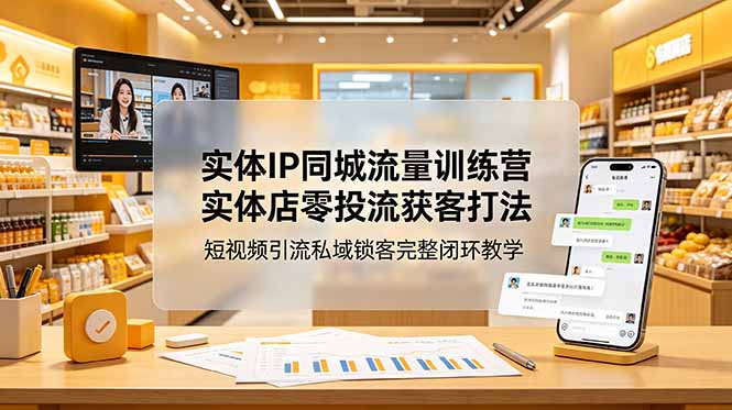 实体IP同城流量训练营：实体店零投流获客打法，短视频引流私域锁客完整闭环教学-冒泡网
