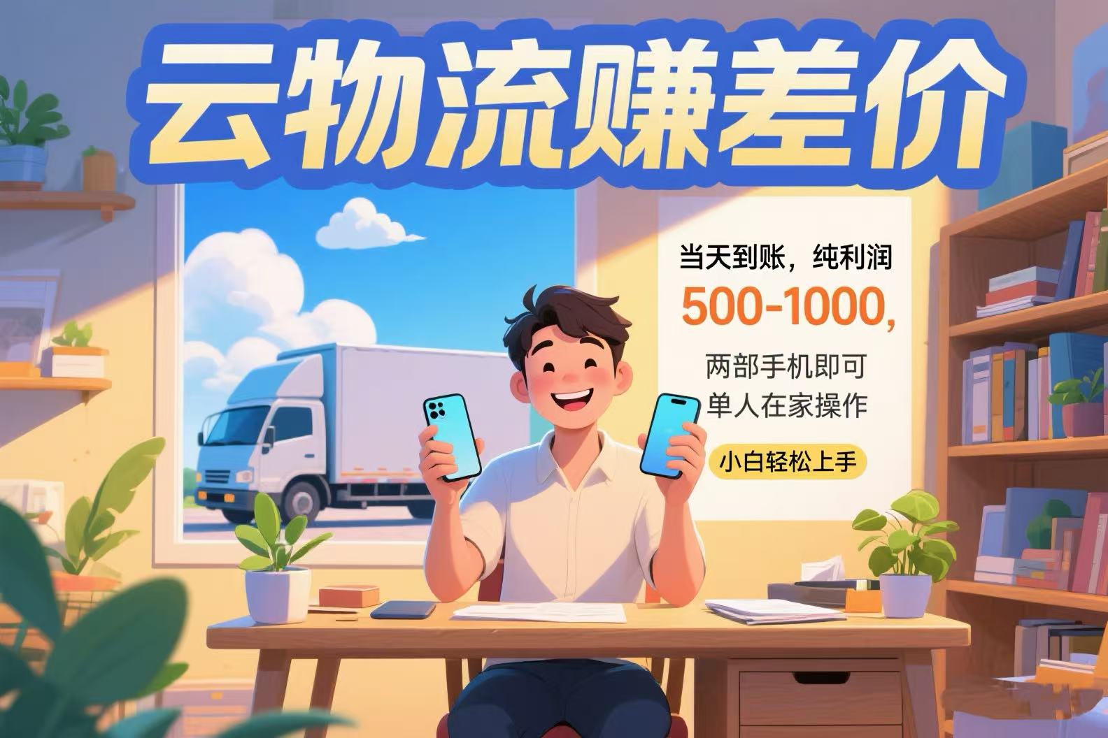 云物流赚差价 当天到账纯利润500-1000 两部手机即可 可单人在家操作 小…-冒泡网