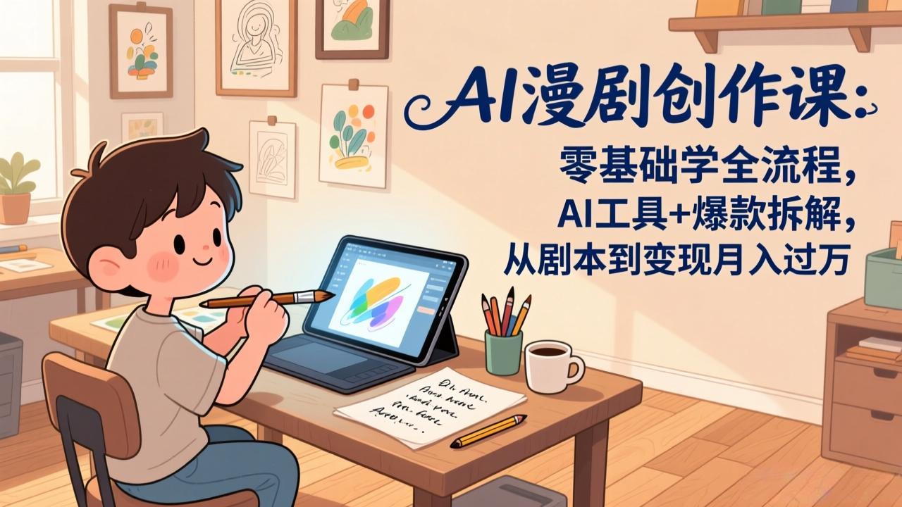AI漫剧创作课：零基础学全流程，AI工具+爆款拆解，从剧本到变现月入过万-冒泡网