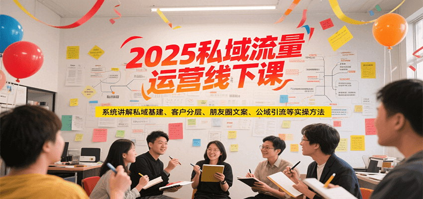 2025私域流量运营线下课，系统讲解私域基建/客户分层/朋友圈文案/公域引流等实操方法-冒泡网