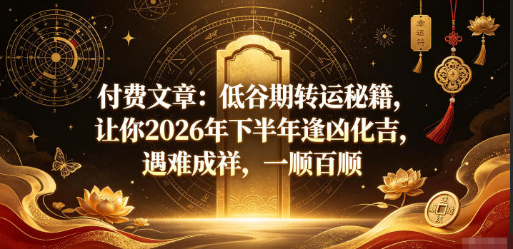 abdae9d7401041abb3e6423b4f64c765.jpeg 付费文章:低谷期转运秘籍,让你2026年下半年逢凶化吉,遇难成祥,一顺百顺