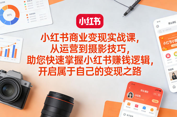 小红书商业变现实战课，从运营到摄影技巧，助您快速掌握小红书賺钱逻辑，开启属于自己的变现之路-冒泡网