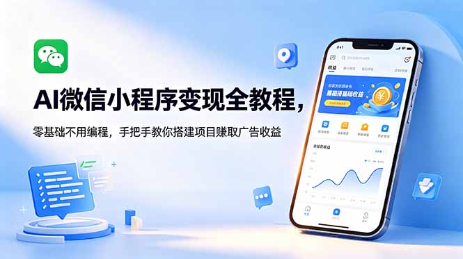 AI微信小程序变现全教程，零基础不用编程，手把手教你搭建项目赚取广告收益-冒泡网