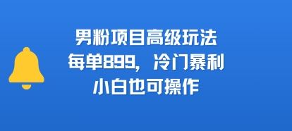 男粉项目高级玩法，每单899，冷门暴利，小白也可操作-冒泡网
