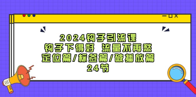 2024钩子引流课：钩子下得好流量不再愁，定位篇/标签篇/破播放篇/24节-冒泡网