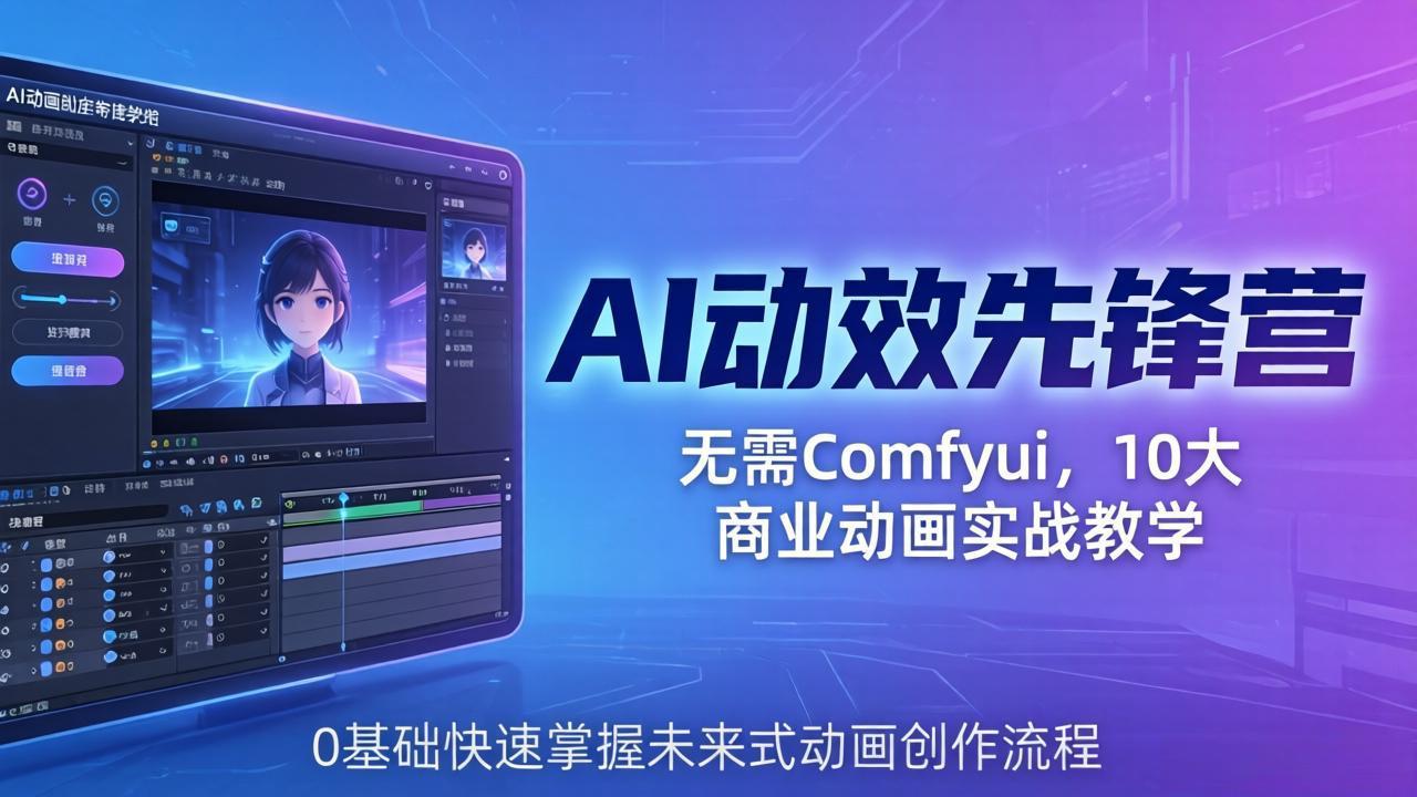 AI 动效先锋营：无需Comfyui，10大商业动画实战教学，0基础快速掌握未来式动画创作流程-冒泡网