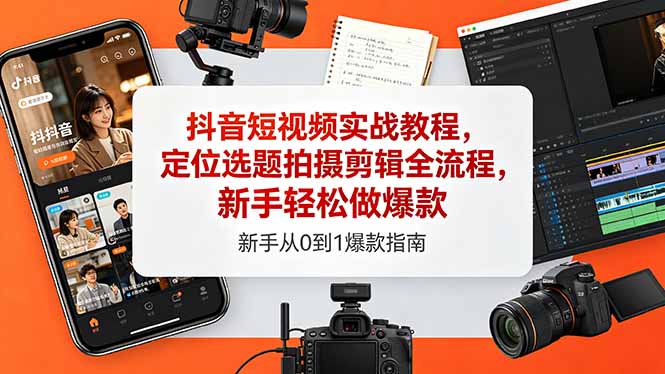 b3442325570cb291dc81e91a5a52cae1.jpeg 抖音短视频实战教程,定位选题拍摄剪辑全流程,新手轻松做爆款