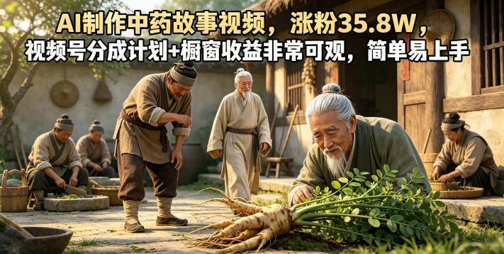 b35c30b663026c04c4e8324489db4a98.jpeg AI制作中药故事视频,涨粉35.8W,视频号分成计划+橱窗收益非常可观,简单易上手