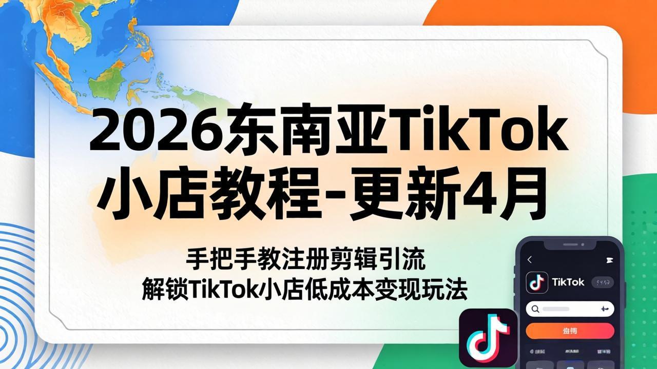 2026东南亚TikTok小店教程-更新4月，手把手教注册剪辑引流，解锁TikTok小店低成本变现玩法-冒泡网