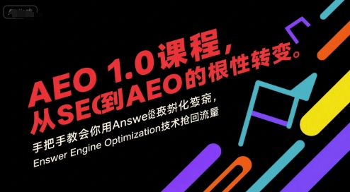 AEO 1.0 课程，从SEO到AE0的基命性转变，手把手教会你用AnswerEngineOptimization技术抢回流量(更新)-冒泡网