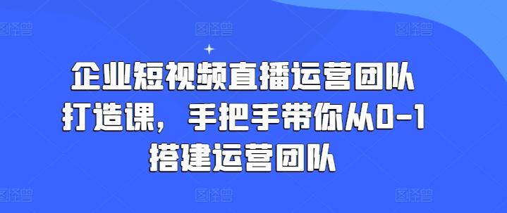 企业短视频直播运营团队打造课，手把手带你从0-1搭建运营团队-冒泡网