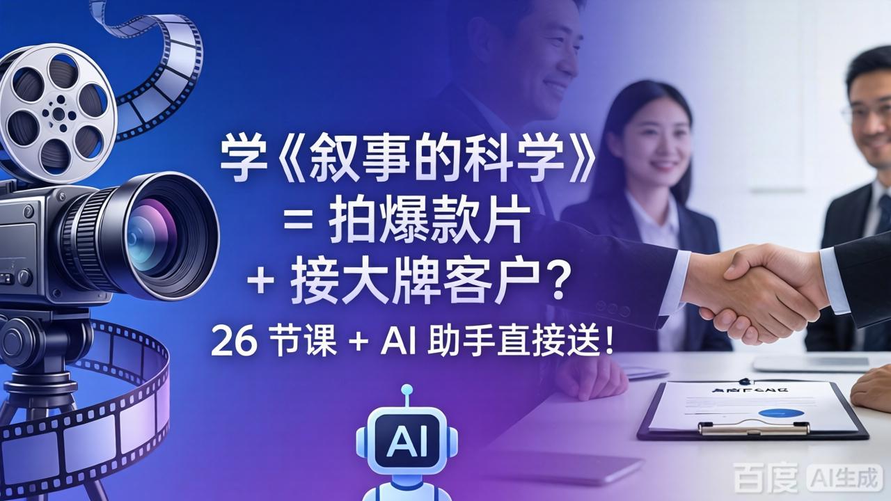 学《叙事的科学》= 拍爆款片 + 接大牌客户？26 节课 + AI 助手直接送！-冒泡网