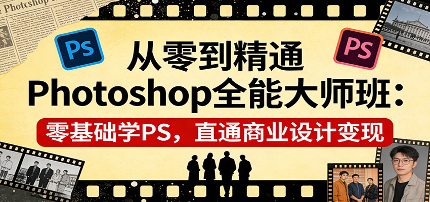 从零到精通Photoshop全能大师班：零基础学PS，直通商业设计变现-冒泡网