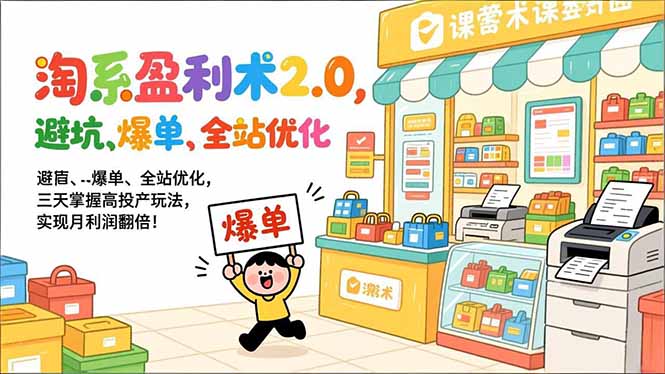 b70ce9b8eb5a1575bdf11fc3ec8a8f66.jpeg 淘系盈利术2.0,避坑、爆单、全站优化,三天掌握高投产玩法,实现月利润翻倍!