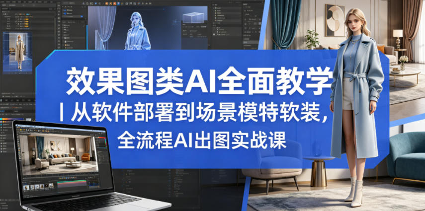 效果图类AI全面教学｜从软件部署到场景模特软装，全流程AI出图实战课-冒泡网