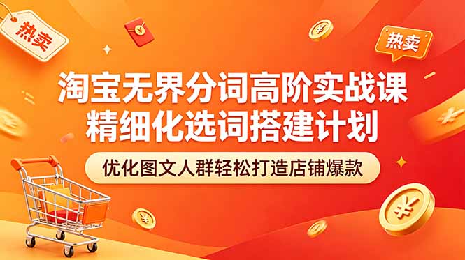 淘宝无界分词高阶实战课 精细化选词搭建计划 优化图文人群轻松打造店铺爆款-冒泡网