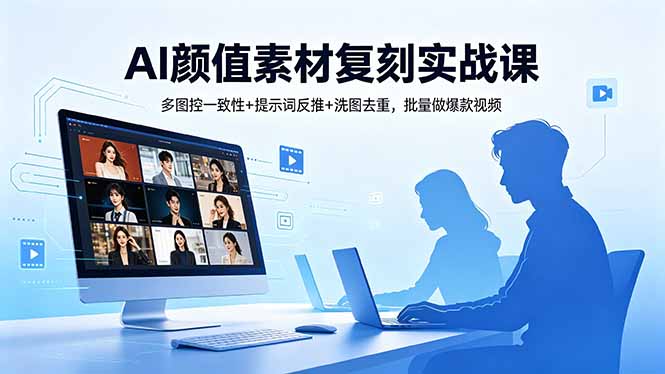 AI颜值素材复刻实战课，多图控一致性+提示词反推+洗图去重，批量做爆款视频-冒泡网