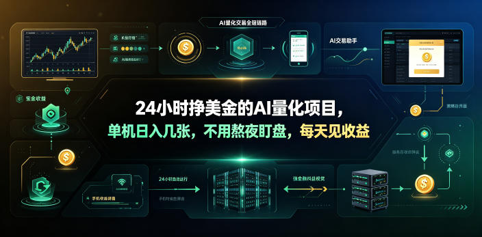 bbe0765b27270b5b6651e7939574218d.jpeg 24小时挣美金的AI量化项目,单机日入几十美刀,不用熬夜盯盘,每天见收益【揭秘】
