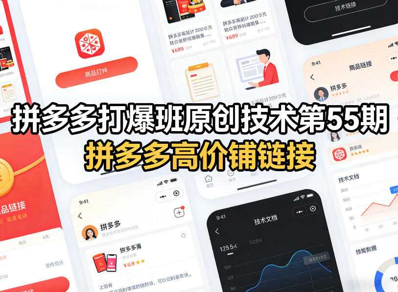 拼多多打爆班原创技术第55期，拼多多高价铺链接-冒泡网