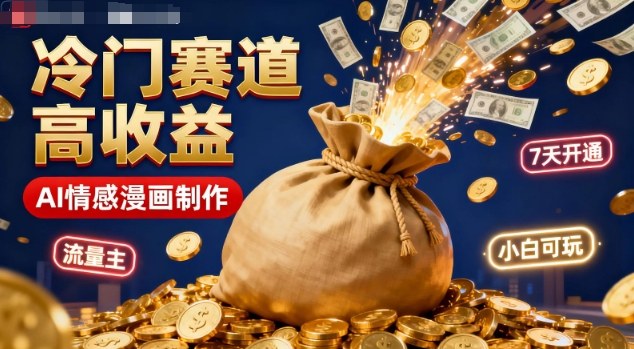 公众号冷门赛道，用AI做情感漫画，7天开通流量主，操作简单，小白可玩-冒泡网