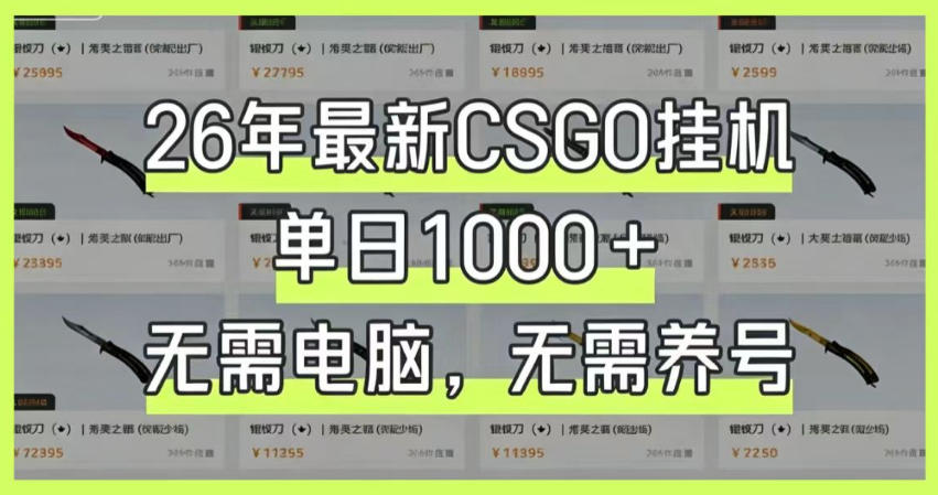 26年最新CSGO挂G系统，单日1000+，无需电脑，无需养号，0基础可上手【揭秘】-冒泡网