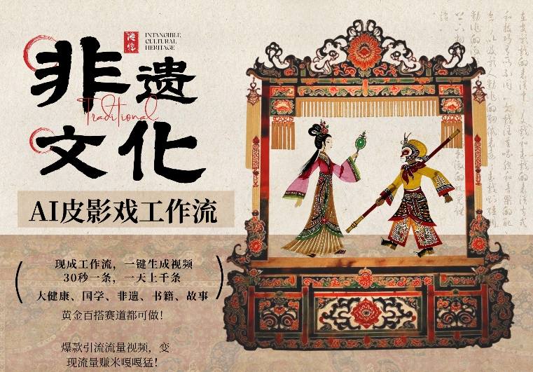 AI一键生成民俗文化非遗皮影戏视频，一刀不剪无需剪辑，30S一条，一天上百条，流量财富嘎嘎猛-冒泡网